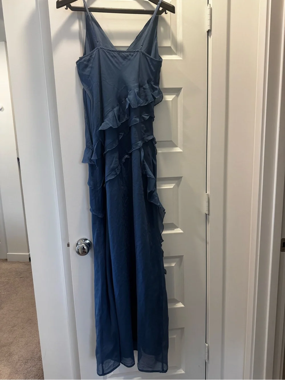 Abercrombie & Fitch  blue cascading Ruffles Maxi Dress